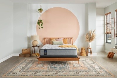 head on view of bohemian bedroom