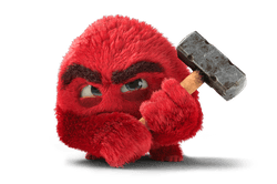 Bed Ache holding a hammer