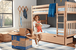 Two kids in bedroom with Dreamlife mattresses